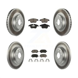 Front Rear Coated Disc Brake Rotors And Ceramic Pads Kit For 2013-2014 Volvo S60 With 300mm Diameter Rotor KGC-101250