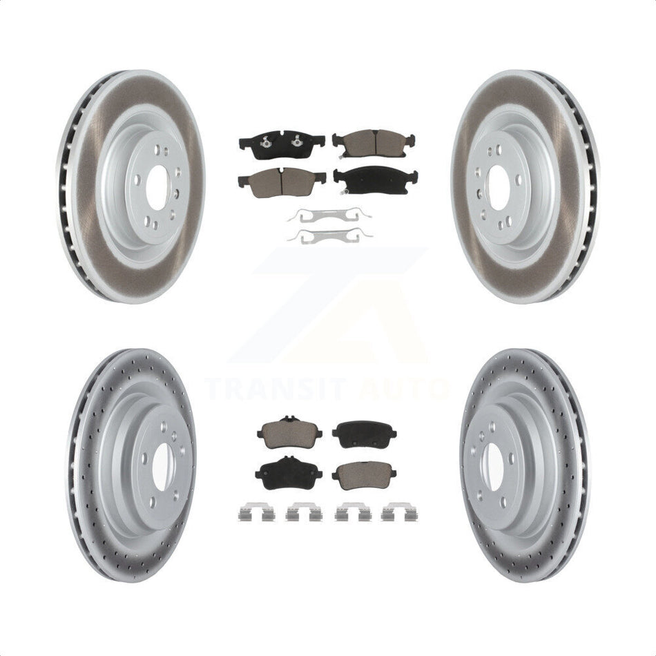 Front Rear Coated Disc Brake Rotors And Ceramic Pads Kit For 2016-2017 Mercedes-Benz GLE400 Without Sport Package KGC-101280 by Transit Auto