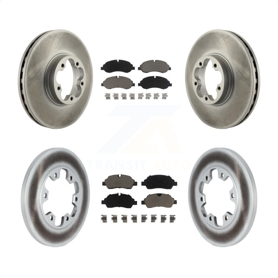 Front Rear Coated Disc Brake Rotors And Ceramic Pads Kit For 2015-2019 Ford Transit-350 HD With 6 Lug Wheels KGC-101286 by Transit Auto