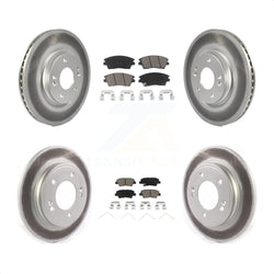 Front Rear Coated Disc Brake Rotors And Ceramic Pads Kit For 2017-2020 Hyundai Elantra 1.6L KGC-101346