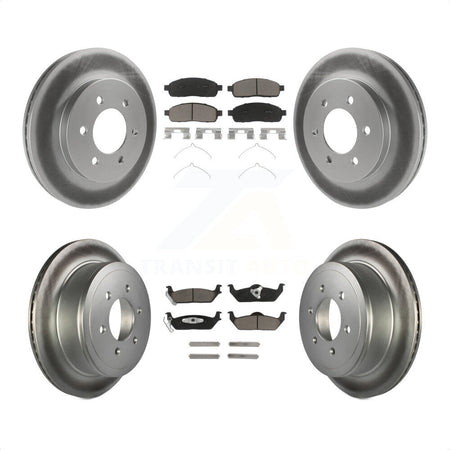 Front Rear Coated Disc Brake Rotors And Ceramic Pads Kit For Ford F-150 Lincoln Mark LT 4WD KGC-101363 by Transit Auto