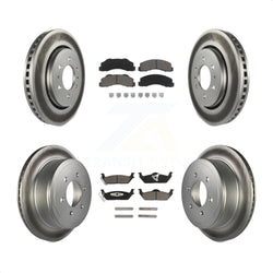 Front Rear Coated Disc Brake Rotors And Ceramic Pads Kit For 2010-2011 Ford F-150 With 6 Lug Wheels KGC-101365
