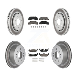 Front Rear Coated Disc Brake Rotors And Ceramic Pads Kit For 2010-2011 Ford F-150 With 7 Lug Wheels KGC-101366