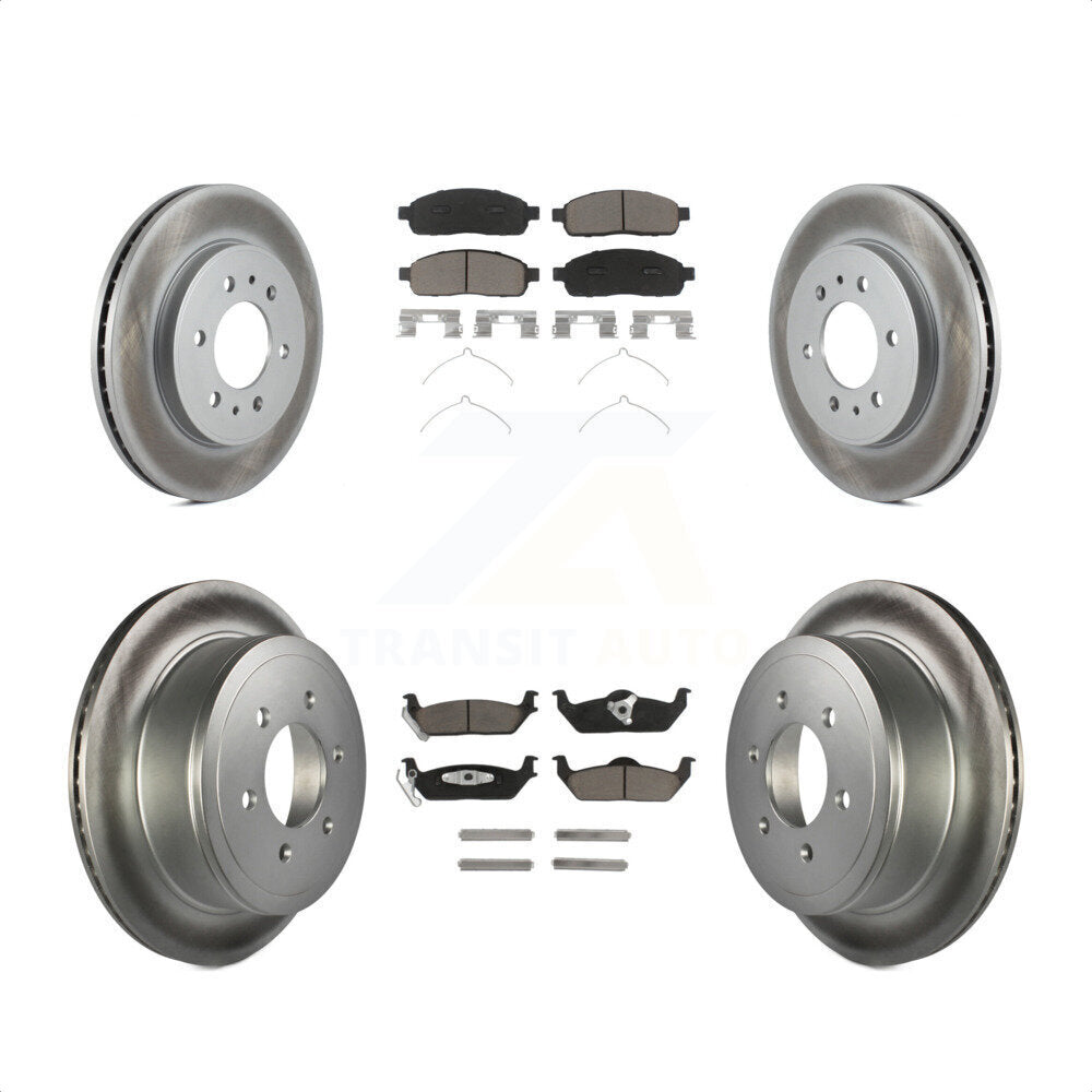 Front Rear Coated Disc Brake Rotors And Ceramic Pads Kit For 2009 Ford F-150 With 6 Lug Wheels KGC-101367 by Transit Auto