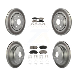 Front Rear Coated Disc Brake Rotors And Ceramic Pads Kit For 2015-2017 Honda Odyssey KGC-101373
