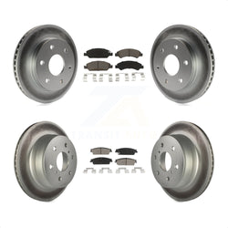 Front Rear Coated Disc Brake Rotors And Ceramic Pads Kit For 2007 GMC Sierra 1500 rear brakes KGC-101394
