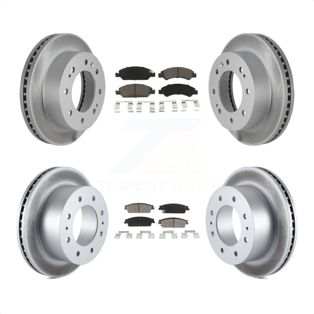 Front Rear Coated Disc Brake Rotors And Ceramic Pads Kit For 2011 Chevrolet Silverado 1500 Hybrid KGC-101397 by Transit Auto