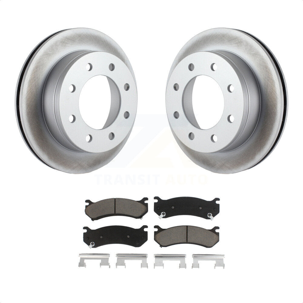 Rear Coated Disc Brake Rotors And Ceramic Pads Kit For Chevrolet Silverado 2500 HD GMC Sierra Hummer H2 1500 Suburban Yukon XL Avalanche Classic KGC-101495 by Transit Auto