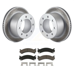 Rear Coated Disc Brake Rotors And Ceramic Pads Kit For Chevrolet Silverado 3500 HD GMC Sierra Classic KGC-101496
