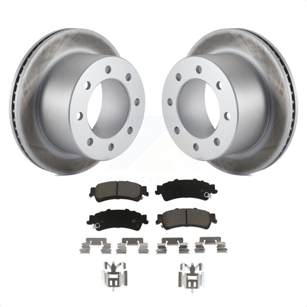 Rear Coated Disc Brake Rotors And Ceramic Pads Kit For 2001-2001 Chevrolet Silverado 3500 GMC Sierra KGC-101878 by Transit Auto