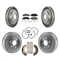 Front Rear Coated Disc Brake Rotors Ceramic Pads And Drum Kit (7Pc) For 2009-2009 Chevrolet Silverado 1500 GMC Sierra Except Vehicles Using Hold Down Pins KGC-101894