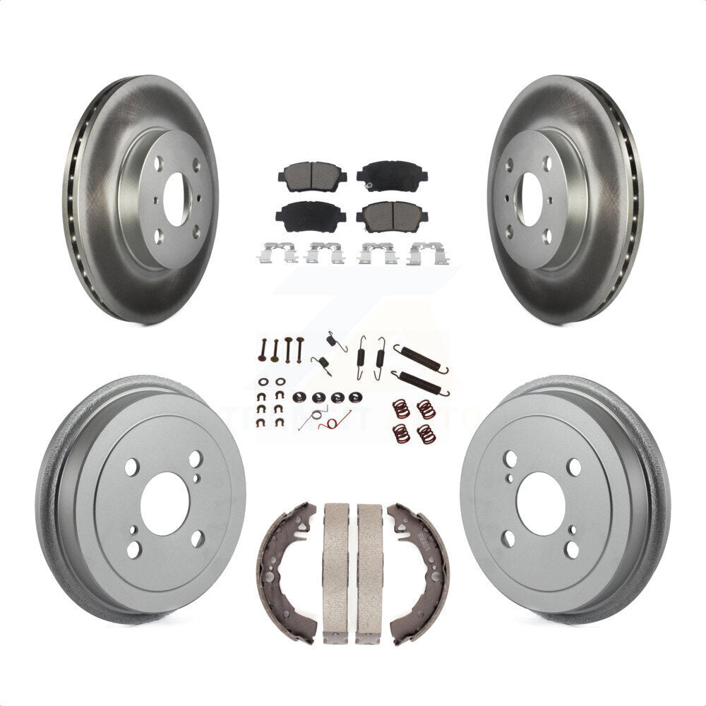 Front Rear Coated Disc Brake Rotors Ceramic Pads And Drum Kit (7Pc) For 2001-2005 Toyota Echo KGC-101900 by Transit Auto