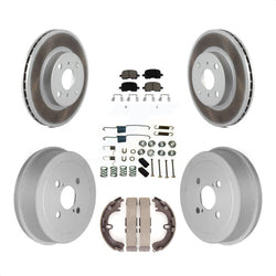Front Rear Coated Disc Brake Rotors Ceramic Pads And Drum Kit (7Pc) For Toyota Corolla Chevrolet Prizm KGC-101907