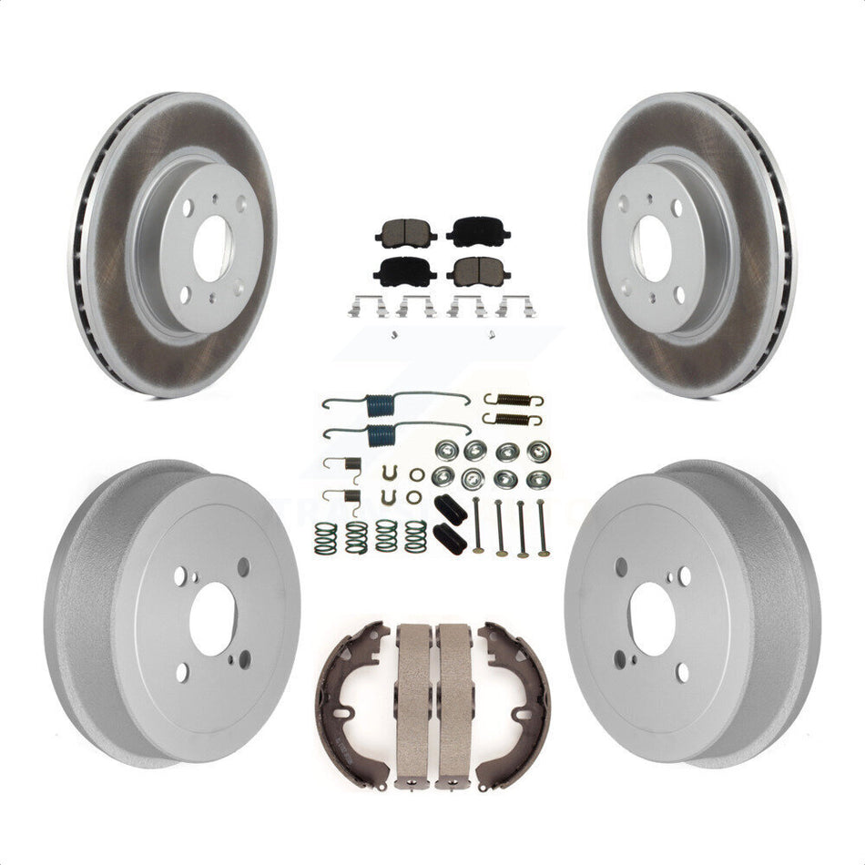 Front Rear Coated Disc Brake Rotors Ceramic Pads And Drum Kit (7Pc) For Toyota Corolla KGC-101909 by Transit Auto