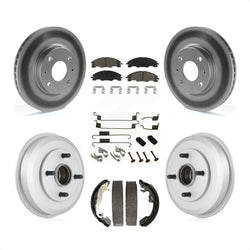 Front Rear Coated Disc Brake Rotors Ceramic Pads And Drum Kit (7Pc) For 2008 Ford Focus Wheel Bearing Includes KGC-101923
