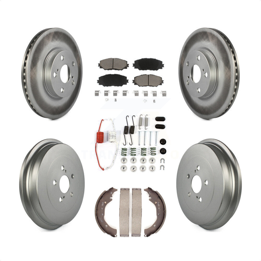 Front Rear Coated Disc Brake Rotors Ceramic Pads And Drum Kit (7Pc) For Toyota Corolla KGC-101926 by Transit Auto