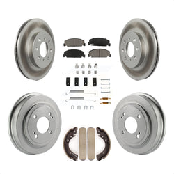 Front Rear Coated Disc Brake Rotors Ceramic Pads And Drum Kit (7Pc) For 1997 Honda Civic LX with 4-Wheel ABS KGC-101944
