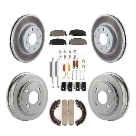 Front Rear Coated Disc Brake Rotors Ceramic Pads And Drum Kit (7Pc) For Honda Civic KGC-101949 by Transit Auto