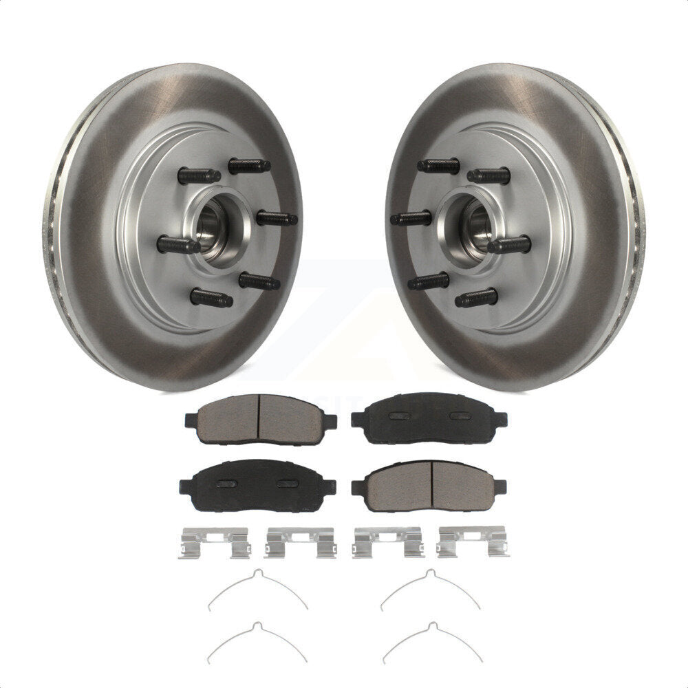 Front Coated Disc Brake Rotors Hub Assembly And Ceramic Pads Kit For Ford F-150 Lincoln Mark LT With 6 Lug Wheels RWD KGC-102044 by Transit Auto