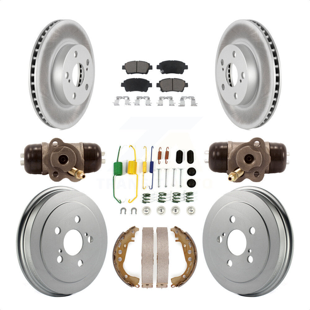 Front Rear Coated Disc Brake Rotors Ceramic Pads And Drum Kit (9Pc) For 2008 Toyota Prius KGC-102056 by Transit Auto