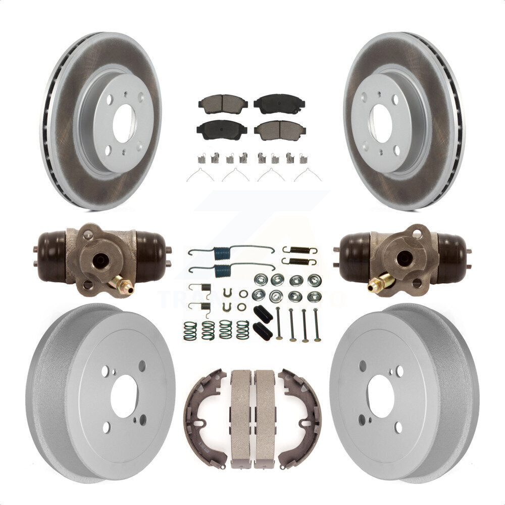 Front Rear Coated Disc Brake Rotors Ceramic Pads And Drum Kit (9Pc) For 1993-1997 Toyota Corolla Geo Prizm KGC-102071 by Transit Auto