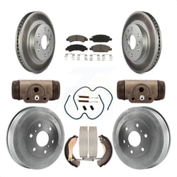 Front Rear Coated Disc Brake Rotors Ceramic Pads And Drum Kit (9Pc) For 2009-2009 Chevrolet Silverado 1500 GMC Sierra Except Vehicles Using Hold Down Pins With 7000 Lb GVW KGC-102092