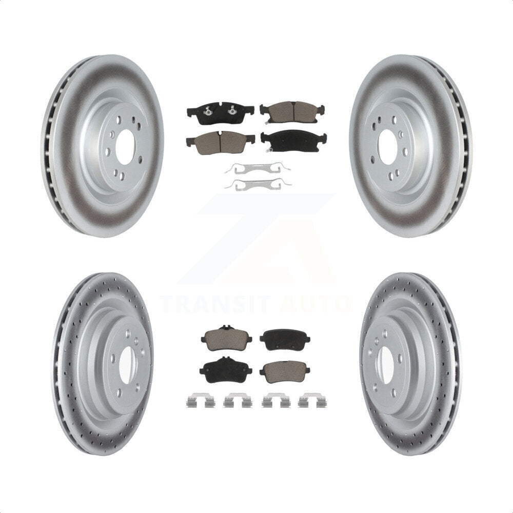 Front Rear Coated Disc Brake Rotors And Ceramic Pads Kit For 2016-2017 Mercedes-Benz GLE400 With AMG Package KGC-102157 by Transit Auto