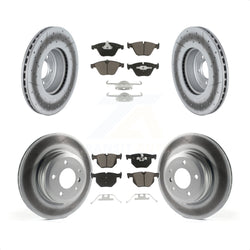 Front Rear Coated Disc Brake Rotors And Ceramic Pads Kit For 2012 BMW 335i Convertible Coupe With Blue Painted Calipers KGC-102162
