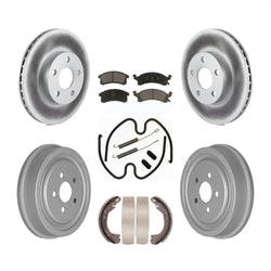 Front Rear Coated Disc Brake Rotors Ceramic Pads And Drum Kit (7Pc) For 2003 Chevrolet Cavalier With 225mm x 45mm Size KGC-102219