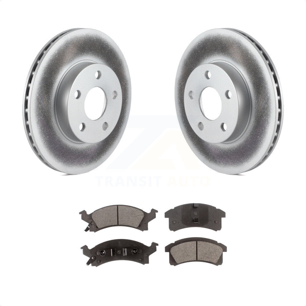 Front Coated Disc Brake Rotors & Semi-Metallic Pad Kit For Chevrolet Cavalier Pontiac Sunfire Grand Am Buick Skylark Corsica Oldsmobile Achieva Beretta Sunbird Cutlass Calais KGF-100001 by Transit Auto