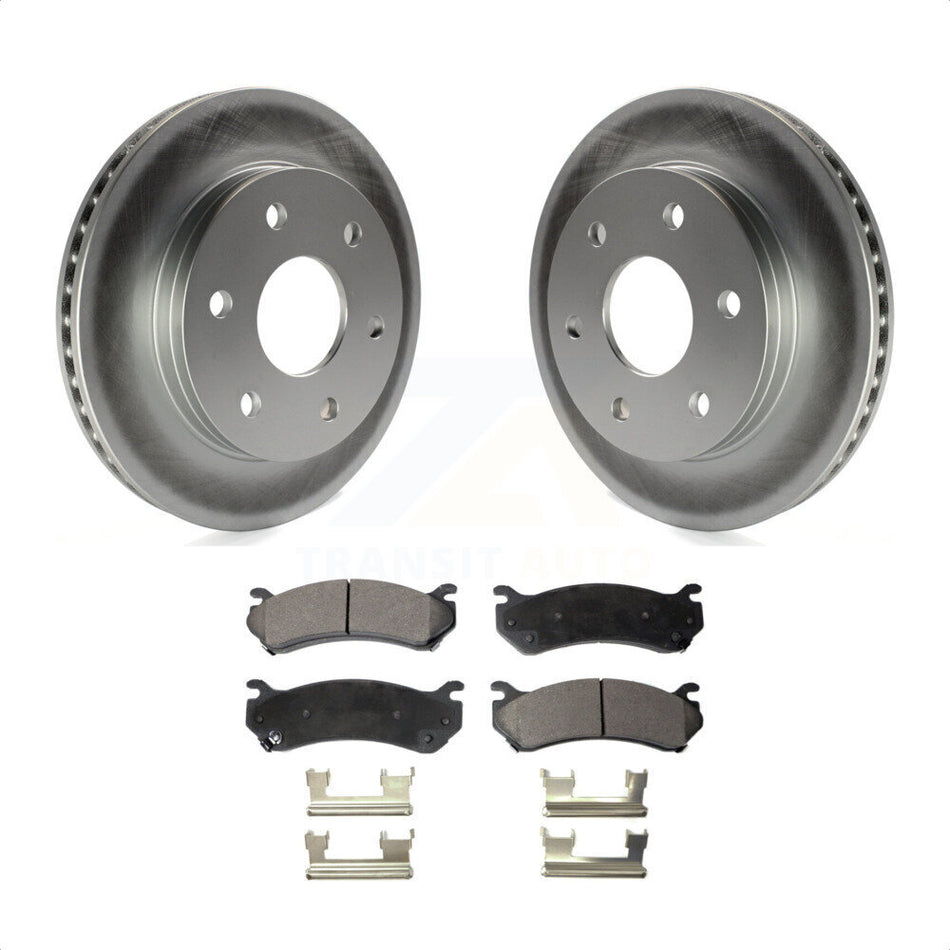 Front Coated Brake Rotors Semi-Metallic Pad Kit For Chevrolet Silverado 1500 GMC Tahoe Sierra Suburban Yukon Avalanche XL Cadillac Classic Escalade Express 2500 Astro ESV EXT KGF-100011 by Transit Auto