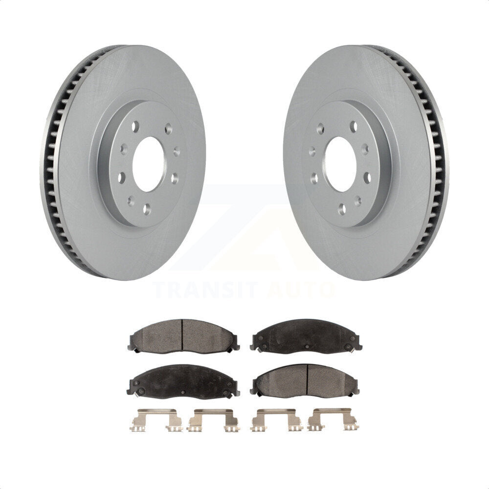 Front Coated Disc Brake Rotors And Semi-Metallic Pads Kit For Cadillac CTS With Standard Suspension KGF-100021 by Transit Auto