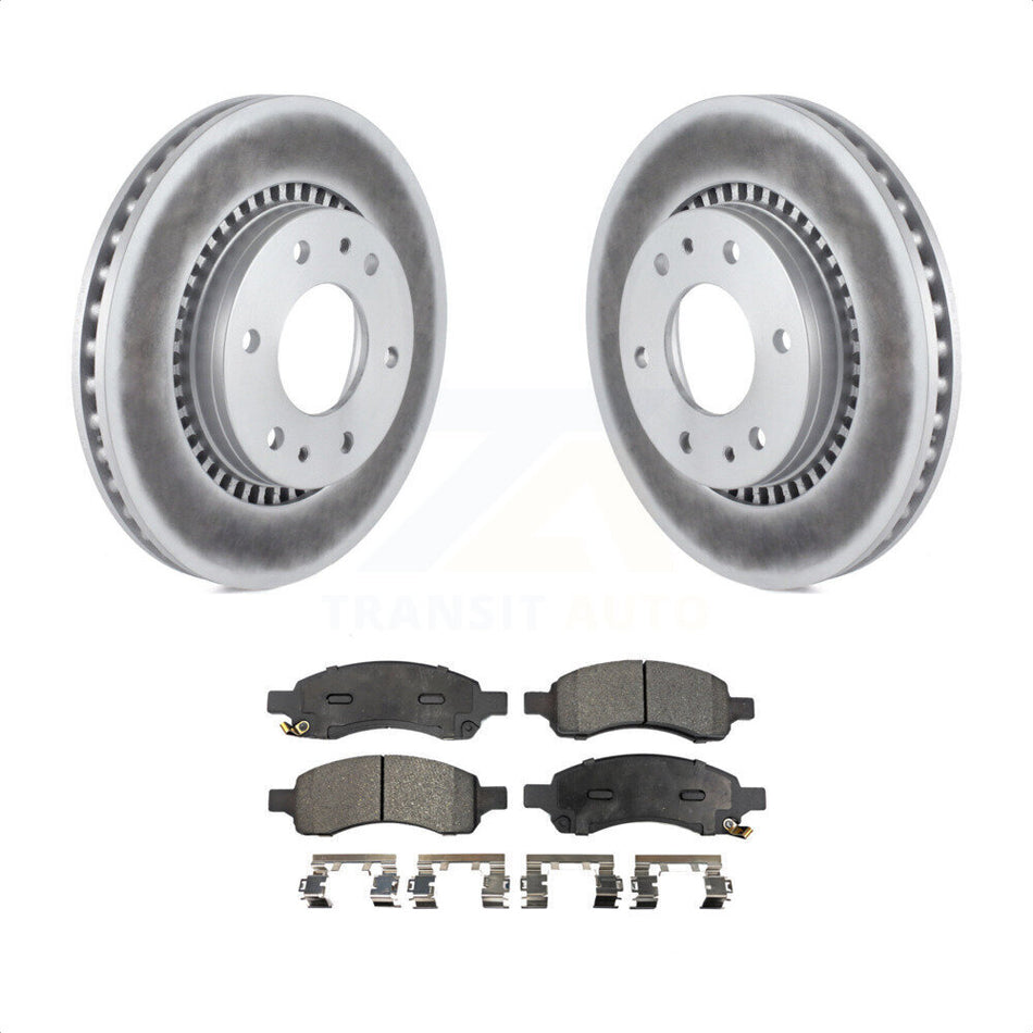 Front Coated Disc Brake Rotors And Semi-Metallic Pads Kit For Chevrolet Trailblazer GMC Envoy Buick Rainier Isuzu Ascender KGF-100040 by Transit Auto