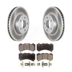 Front Coated Disc Brake Rotors And Semi-Metallic Pads Kit For 2017 Cadillac ATS V With 300mm Diameter Rotor KGF-100066