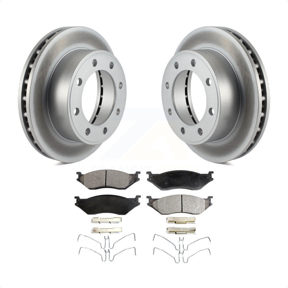 Front Coated Disc Brake Rotors And Semi-Metallic Pads Kit For Ford F-550 Super Duty F-450 KGF-100081 by Transit Auto