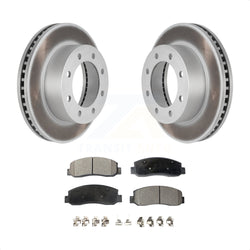 Front Coated Disc Brake Rotors And Semi-Metallic Pads Kit For Ford F-250 Super Duty F-350 KGF-100094