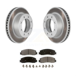 Front Coated Disc Brake Rotors And Semi-Metallic Pads Kit For Ford F-250 Super Duty F-350 With Single Rear Wheels 4WD KGF-100096
