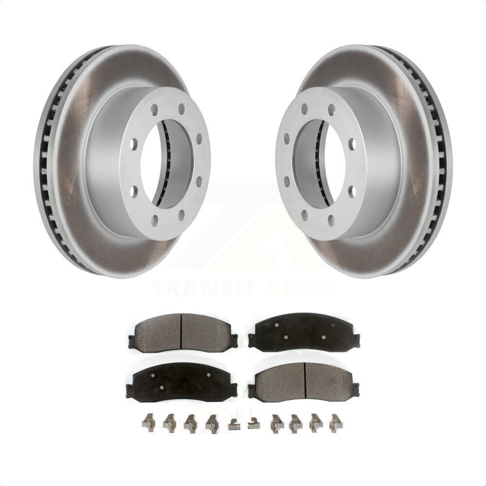 Front Coated Disc Brake Rotors And Semi-Metallic Pads Kit For Ford F-250 Super Duty F-350 With Single Rear Wheels 4WD KGF-100096 by Transit Auto