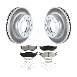 Front Coated Disc Brake Rotors And Semi-Metallic Pads Kit For Ford F-450 Super Duty F-550 International CF500 CF600 KGF-100098
