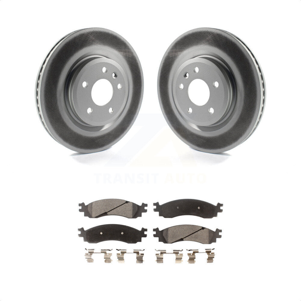 Front Coated Disc Brake Rotors And Semi-Metallic Pads Kit For 2010-2012 Ford Taurus SHO KGF-100114 by Transit Auto