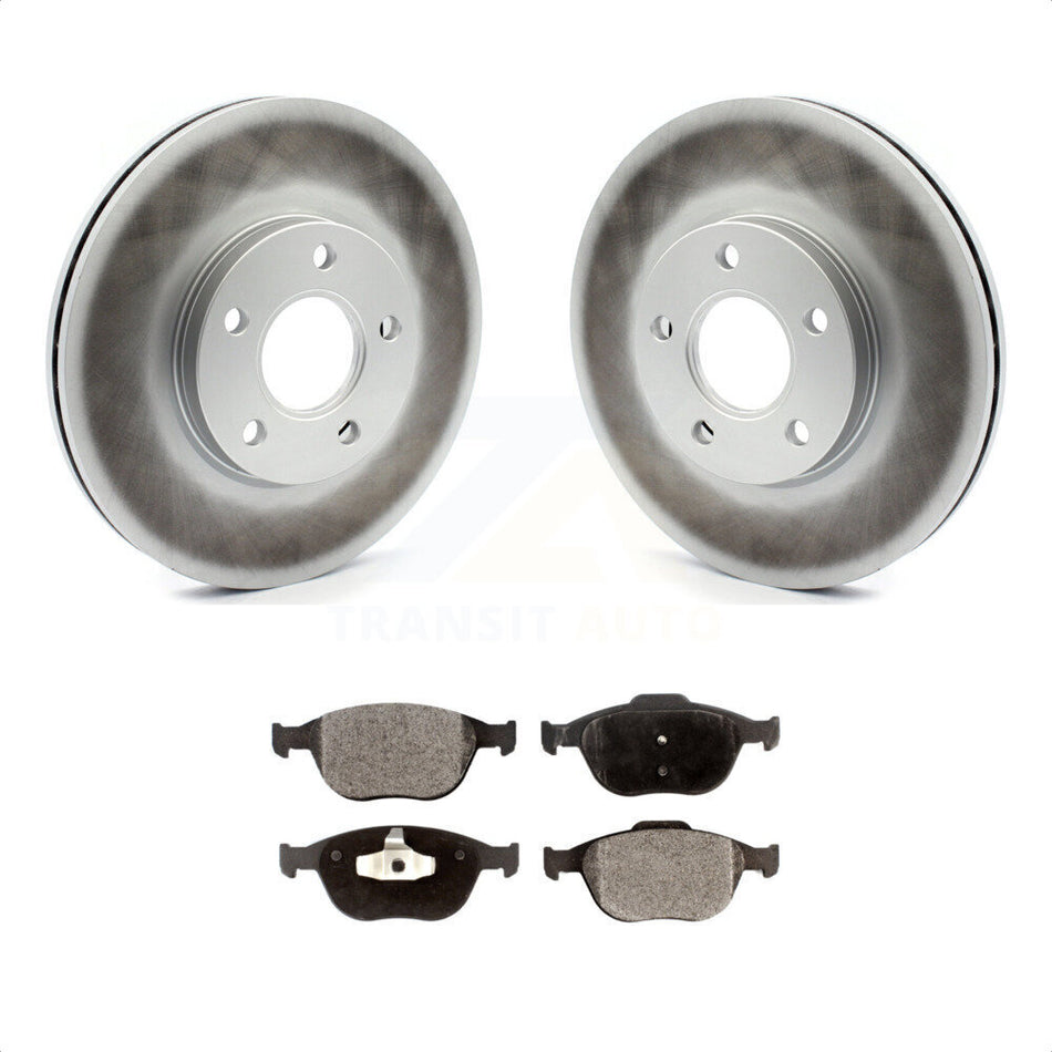 Front Coated Disc Brake Rotors And Semi-Metallic Pads Kit For 2010-2013 Ford Connect KGF-100118 by Transit Auto