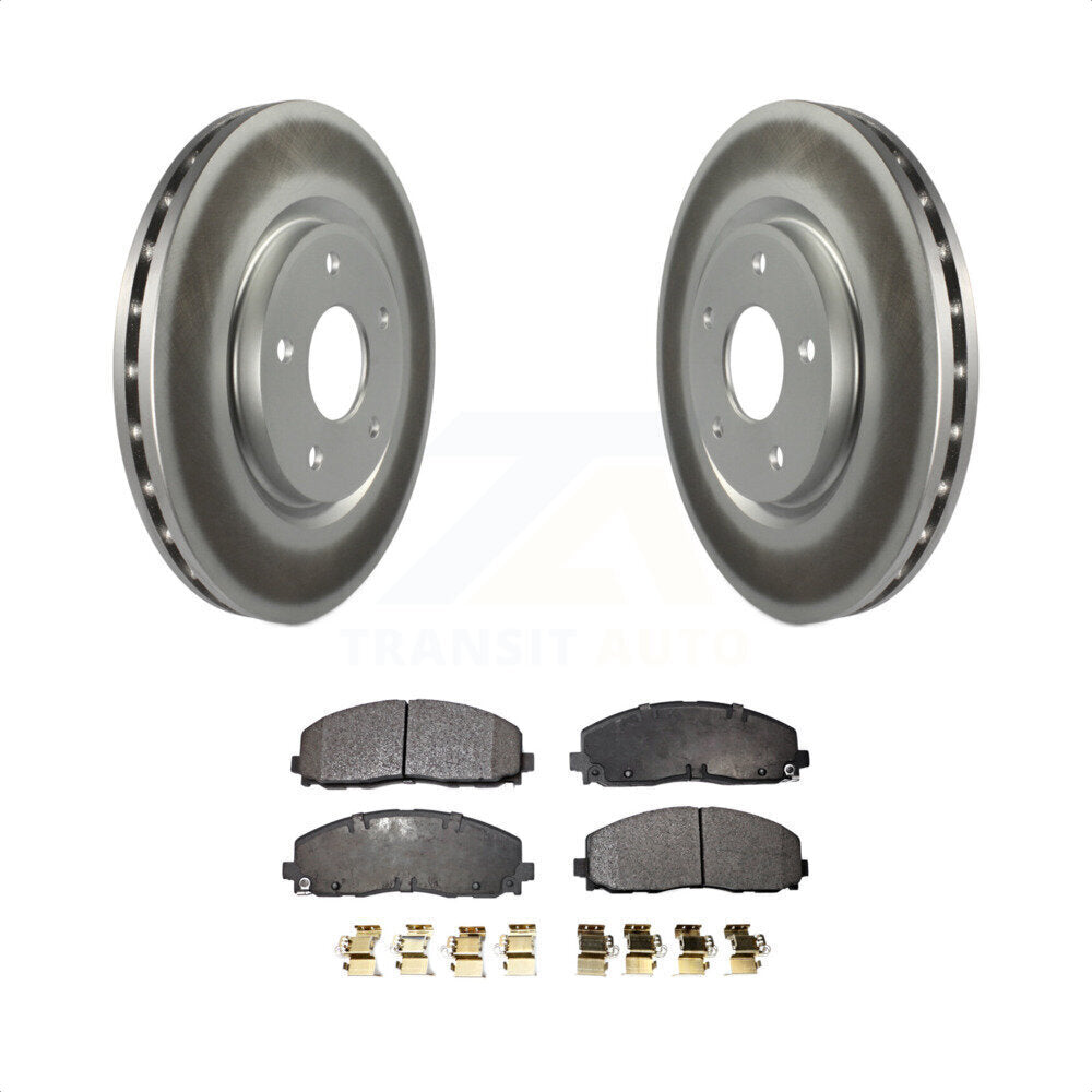 Front Coated Disc Brake Rotors And Semi-Metallic Pads Kit For Dodge Grand Caravan Chrysler Journey Town & Country Pacifica Ram C/V Volkswagen Routan Voyager KGF-100173 by Transit Auto