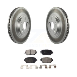 Front Coated Disc Brake Rotors And Semi-Metallic Pads Kit For 2002-2004 Toyota Camry With 296mm Diameter Rotor Stepped Hat Design KGF-100230