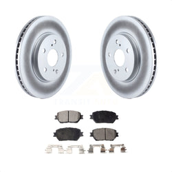 Front Coated Disc Brake Rotors And Semi-Metallic Pads Kit For 2002-2004 Toyota Camry Straight Hat Design With 296mm Diameter Rotor KGF-100257