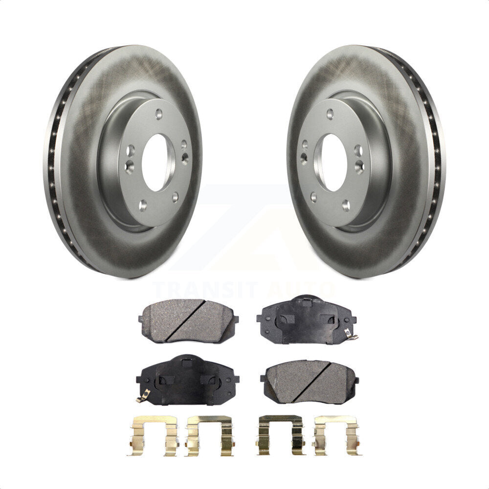 Front Coated Disc Brake Rotors And Semi-Metallic Pads Kit For 2010-2012 Kia Rondo KGF-100259 by Transit Auto