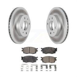 Front Coated Disc Brake Rotors And Semi-Metallic Pads Kit For 2006 Hyundai Accent Hatchback KGF-100282