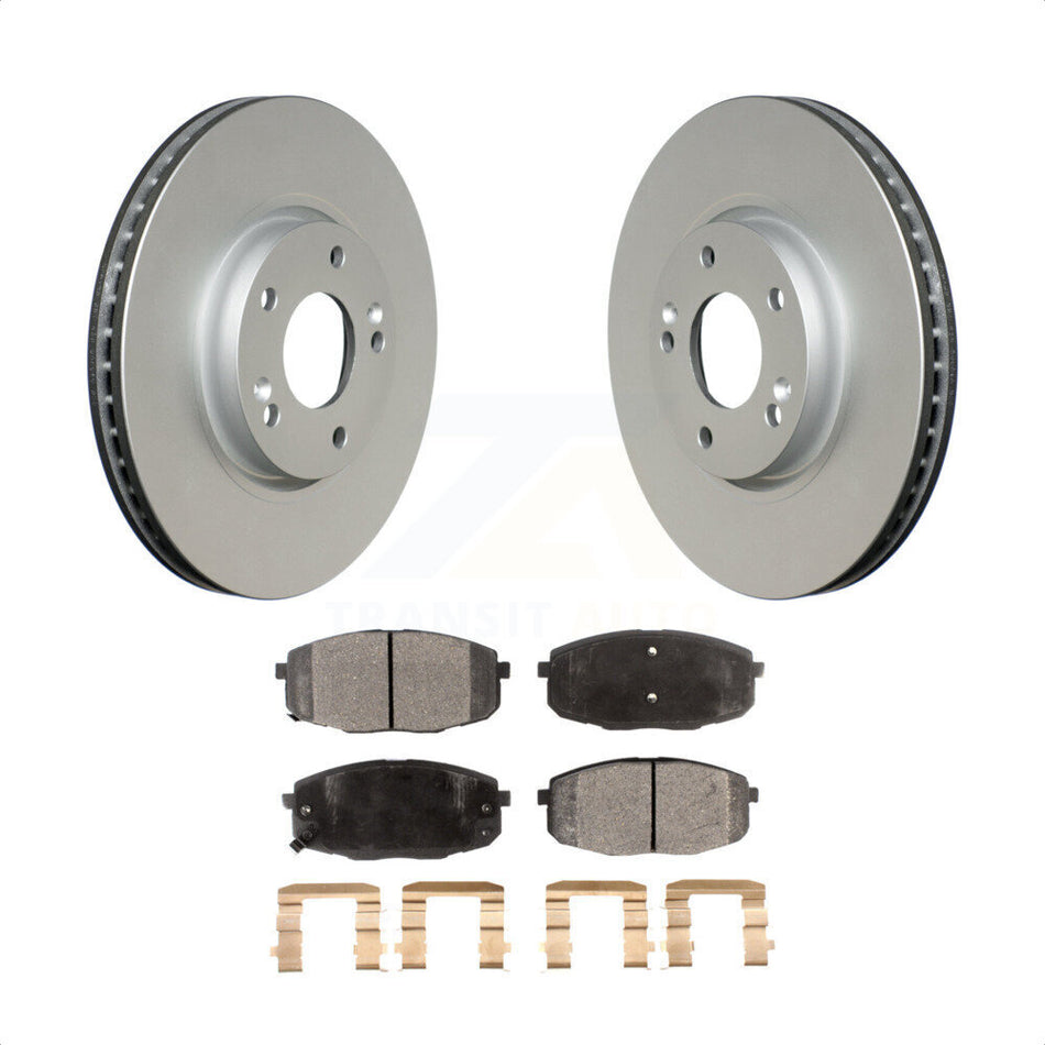 Front Coated Disc Brake Rotors And Semi-Metallic Pads Kit For Kia Forte Koup Forte5 KGF-100334 by Transit Auto