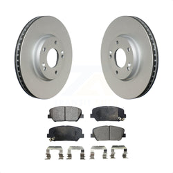 Front Coated Disc Brake Rotors And Semi-Metallic Pads Kit For Hyundai Veloster Kia Forte Koup KGF-100335