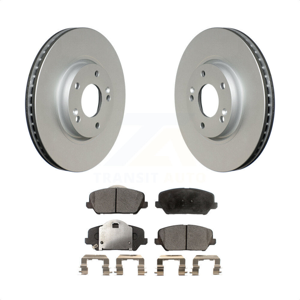 Front Coated Disc Brake Rotors And Semi-Metallic Pads Kit For Kia Forte Forte5 Koup KGF-100340 by Transit Auto