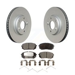 Front Coated Disc Brake Rotors And Semi-Metallic Pads Kit For 2016 Hyundai Sonata FULL HYBRID EV-GAS (FHEV) engine KGF-100341